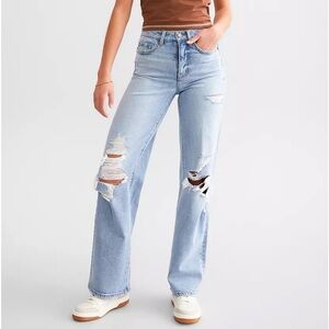 BKE Billie Light Blue Distressed Wide-Leg Jeans